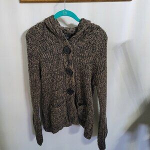 BCBG Maxazria Hooded Knitted Button Cardigan, Size XL